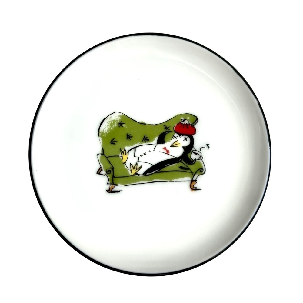 Pottery Barn 4" Penguin Coaster / Butter Pat  Plate